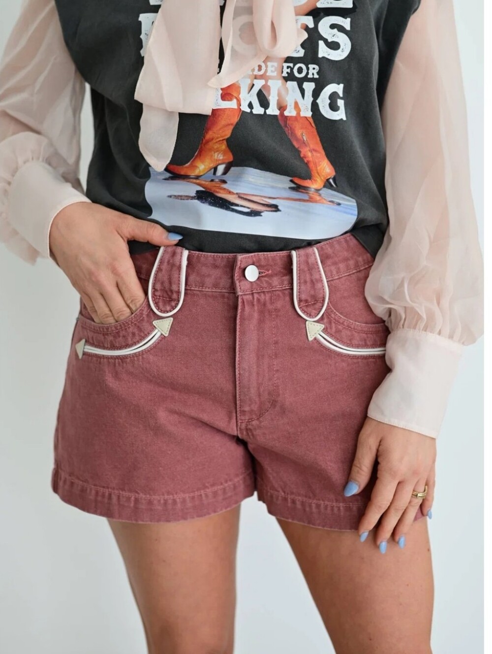 Howdy Hanny Western Denim Shorts Size XL Rust Pink NWT